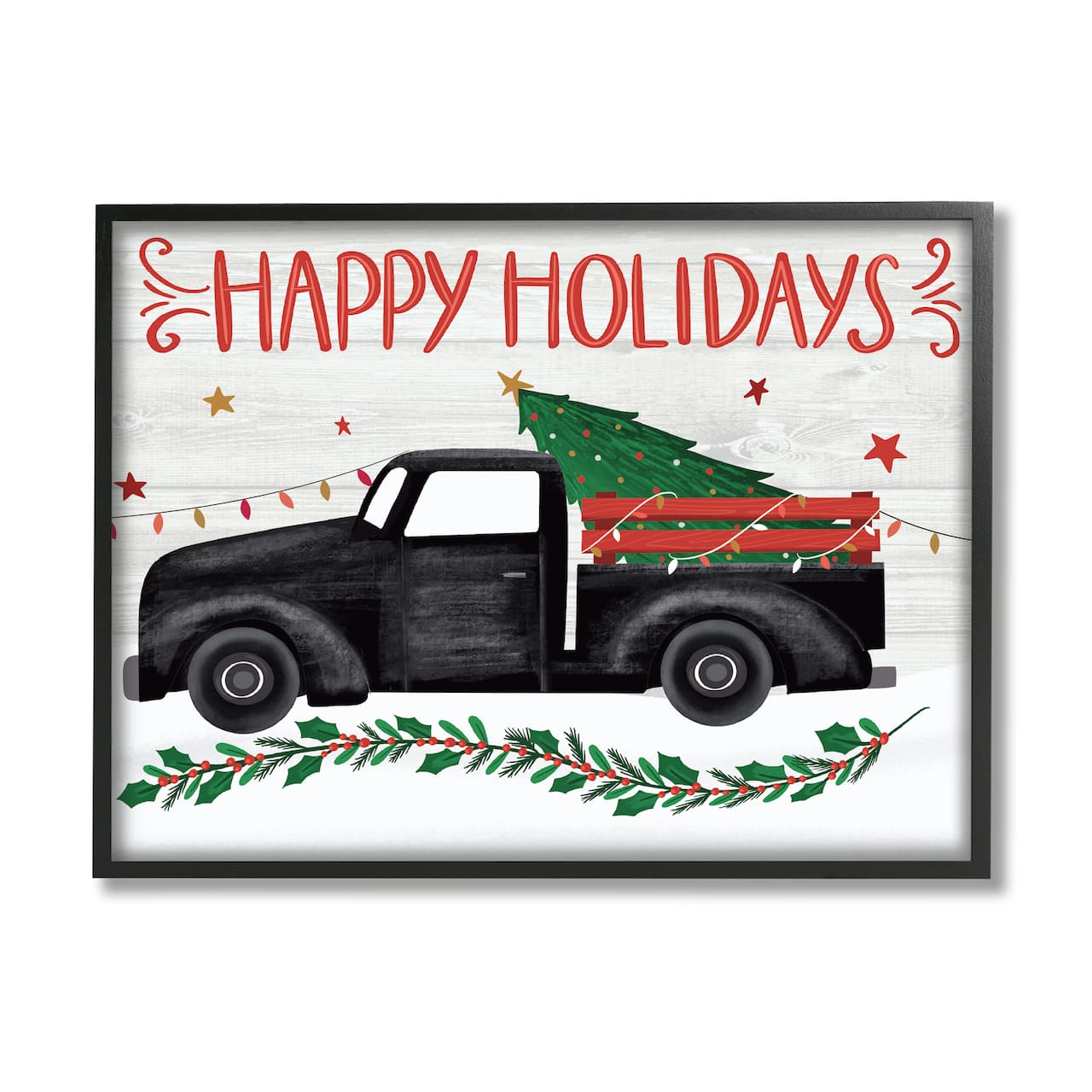Stupell Industries Happy Holidays Christmas Tree Truck Framed Giclee Art